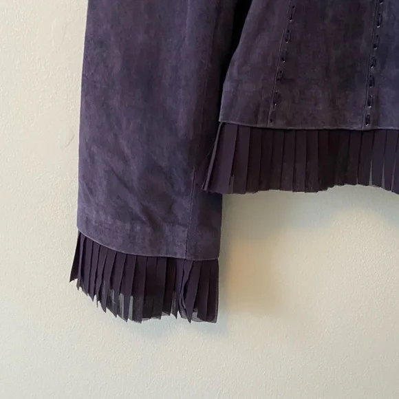 Danier Purple Fringe Suede Jacket - Picture 3 of 9